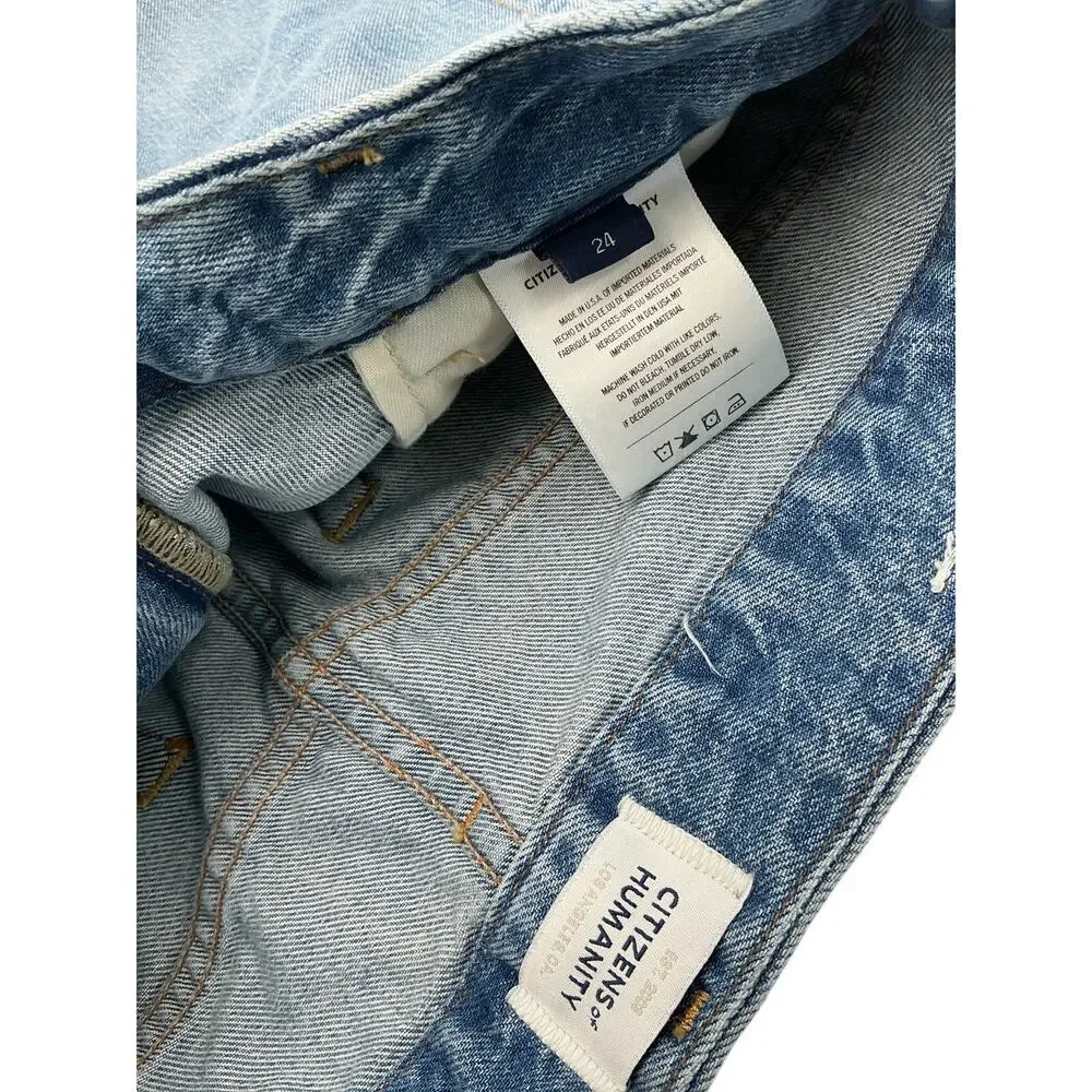 Citizens Of Humanity Pleated Blue Petra Denim Jeans Size 24 - Picture 4 of 4